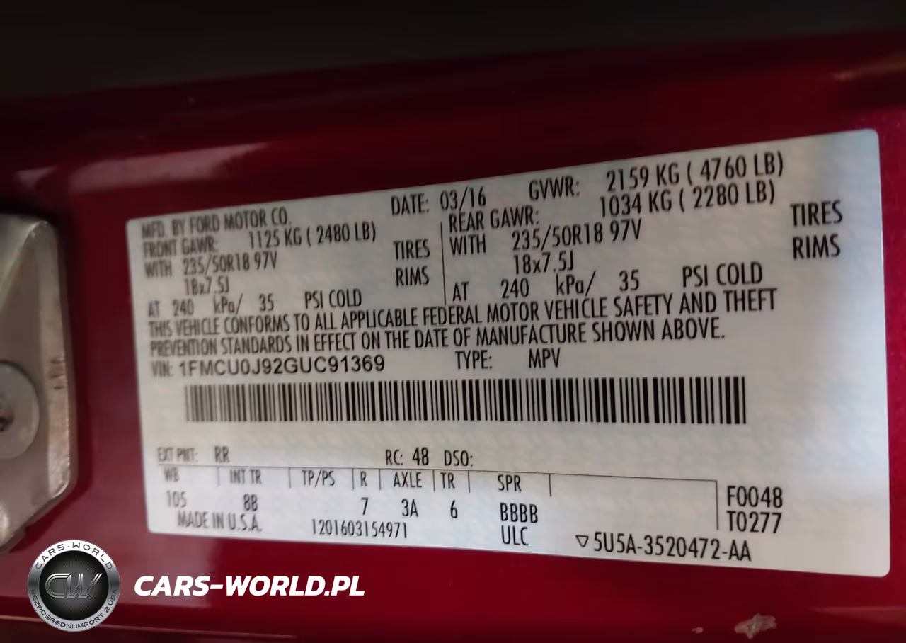 2016 Ford Escape Titanium VIN:1FMCU0J92GUC91369 - 9