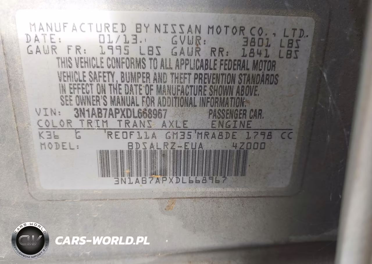 2013 Nissan Sentra Sr VIN:3N1AB7APXDL668967 - 9