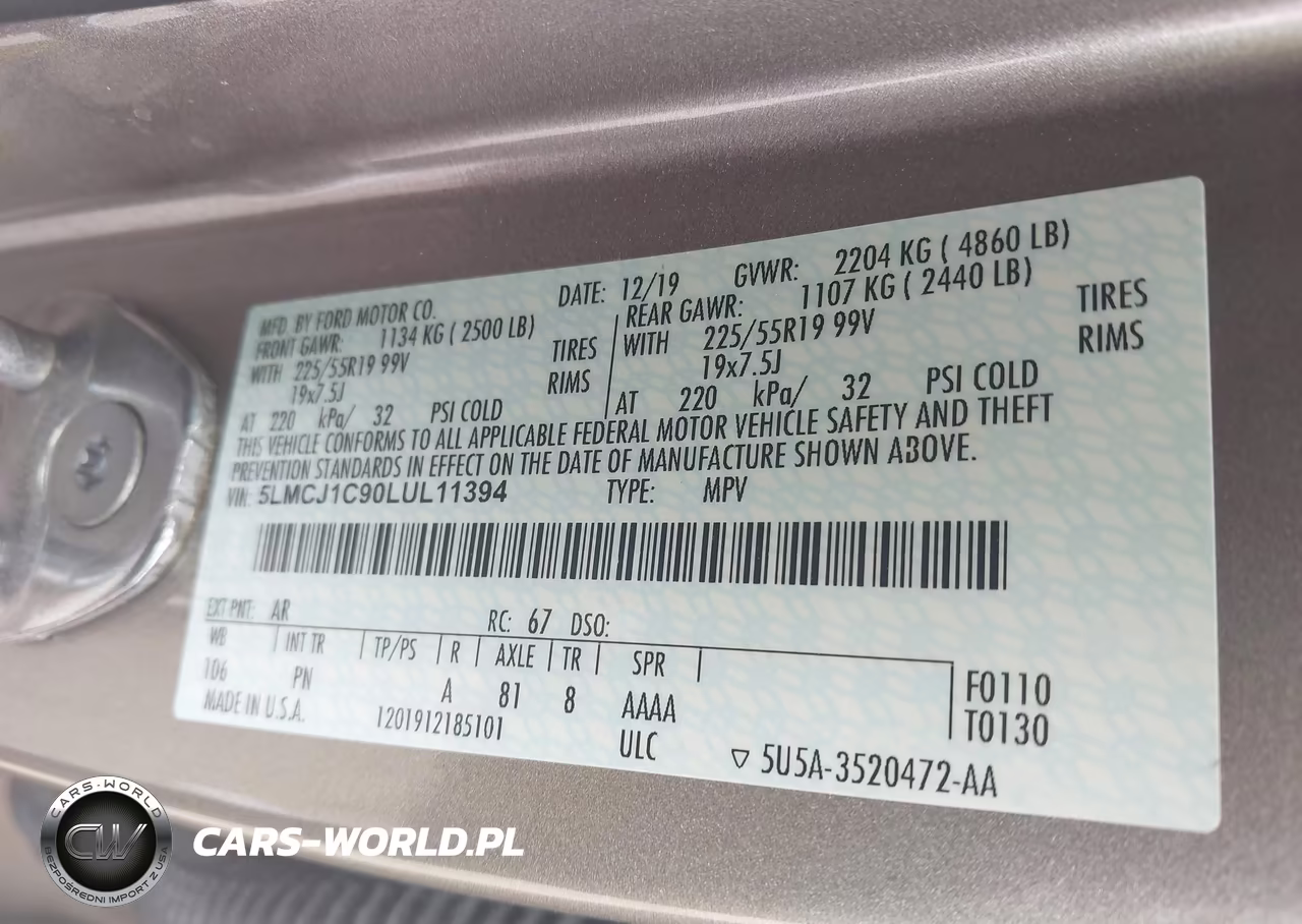 2020 Lincoln Corsair Standard VIN:5LMCJ1C90LUL11394 - 9