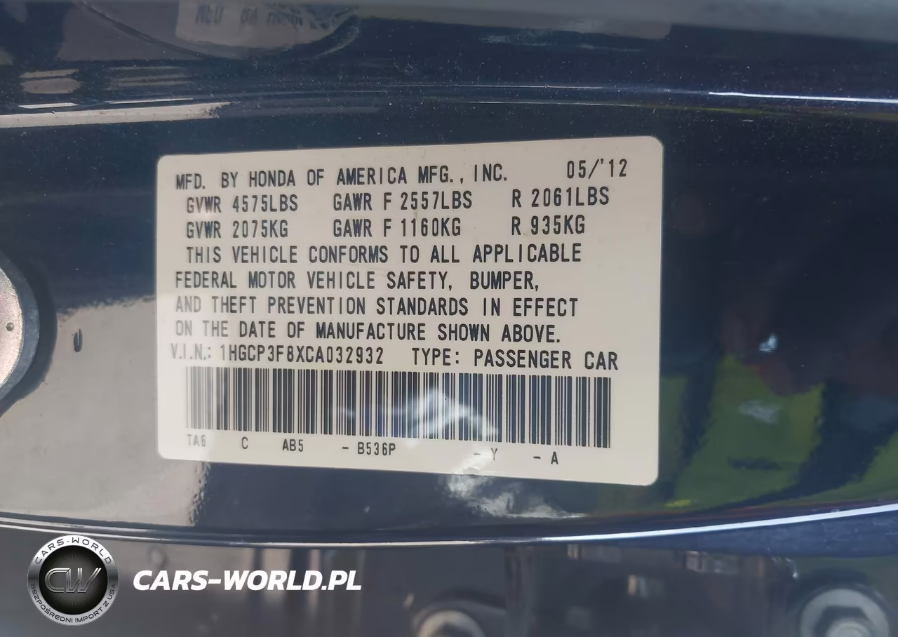 2012 Honda Accord 3.5 Ex-L VIN:1HGCP3F8XCA032932 - 9