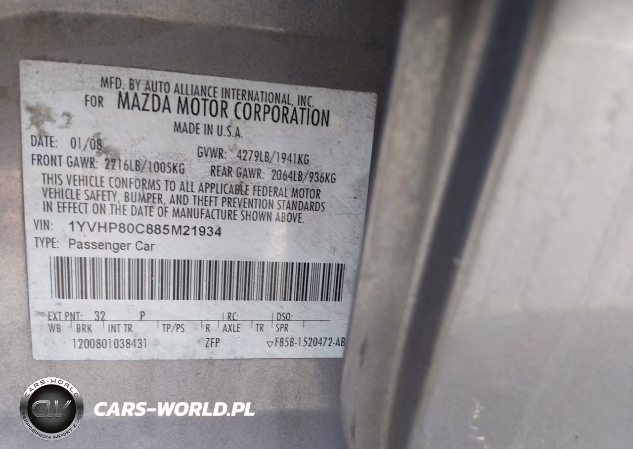 2008 Mazda Mazda6 I Sport Ve VIN:1YVHP80C885M21934 - 9