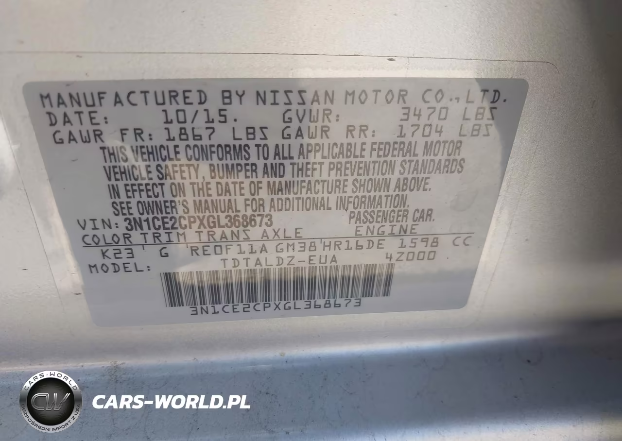 2016 Nissan Versa Note S (Sr)-S Plus-Sl-Sr-Sv VIN:3N1CE2CPXGL368673 - 9