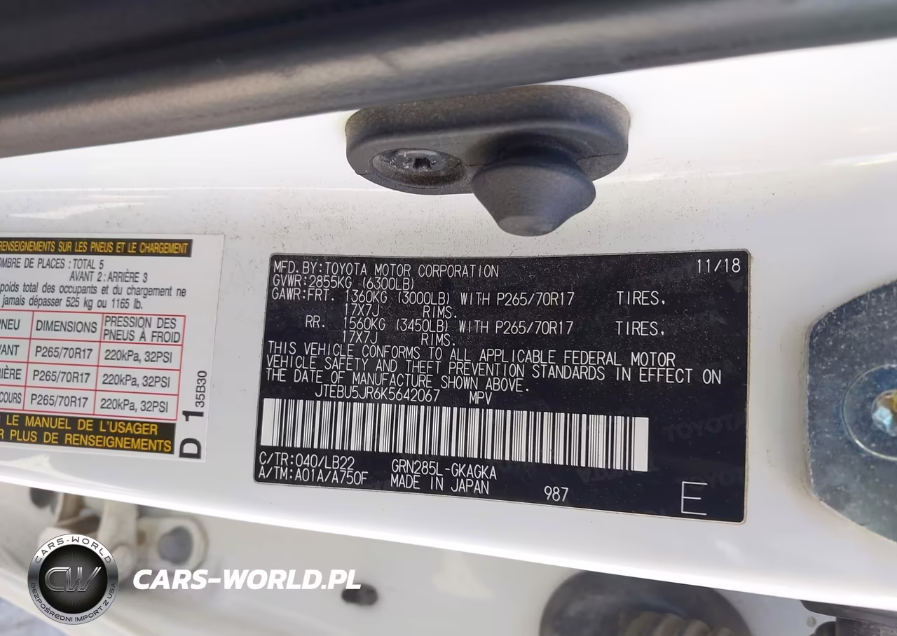 2019 Toyota 4Runner Sr5 Premium VIN:JTEBU5JR6K5642067 - 9