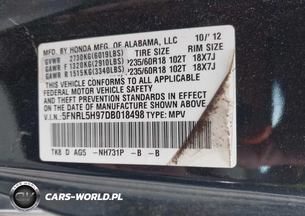 2013 Honda Odyssey Touring-Touring Elite VIN:5FNRL5H97DB018498 - 9