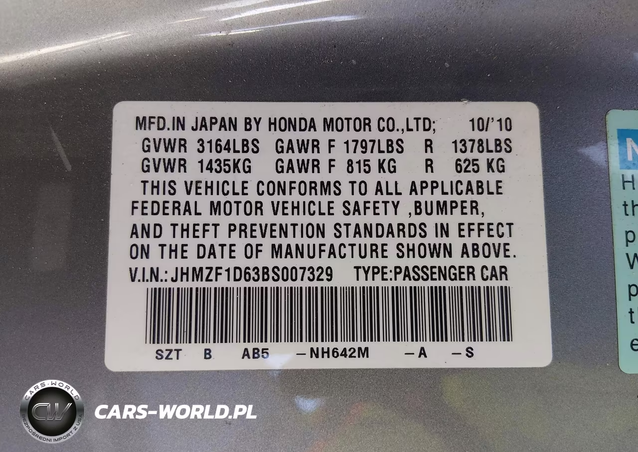 2011 Honda Cr-Z Ex VIN:JHMZF1D63BS007329 - 9