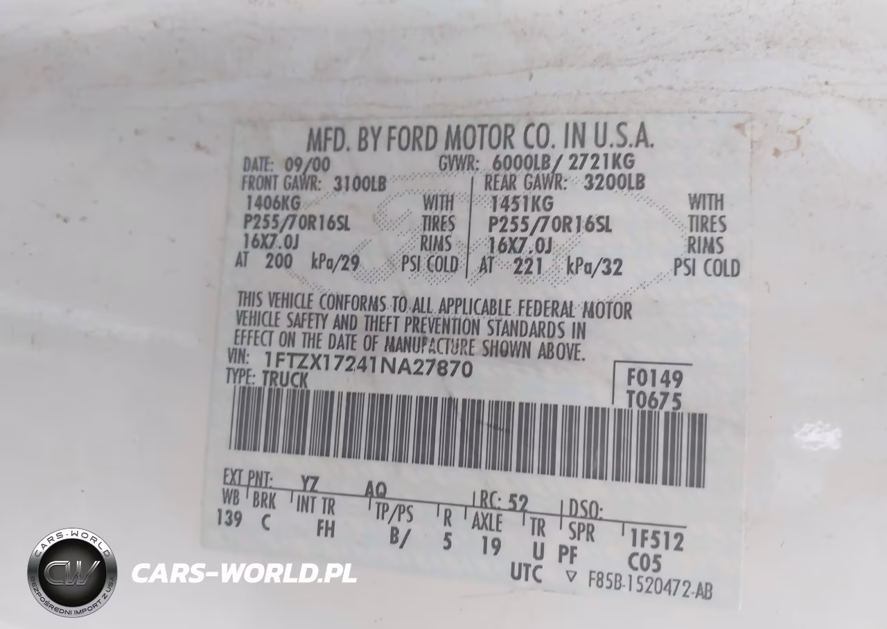 2001 Ford F-150 Xl-Xlt VIN:1FTZX17241NA27870 - 9
