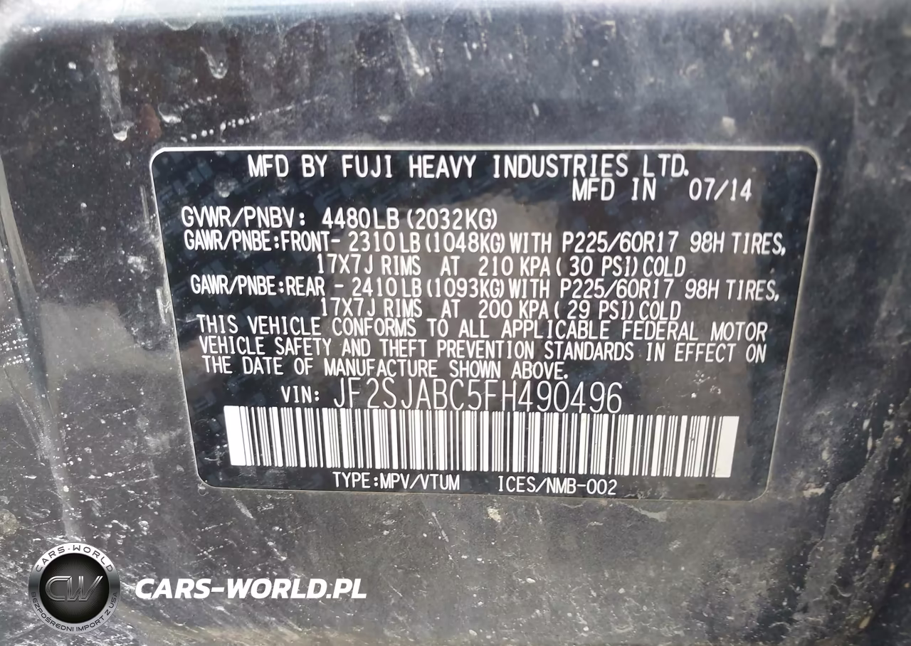2015 Subaru Forester 2.5I VIN:JF2SJABC5FH490496 - 9