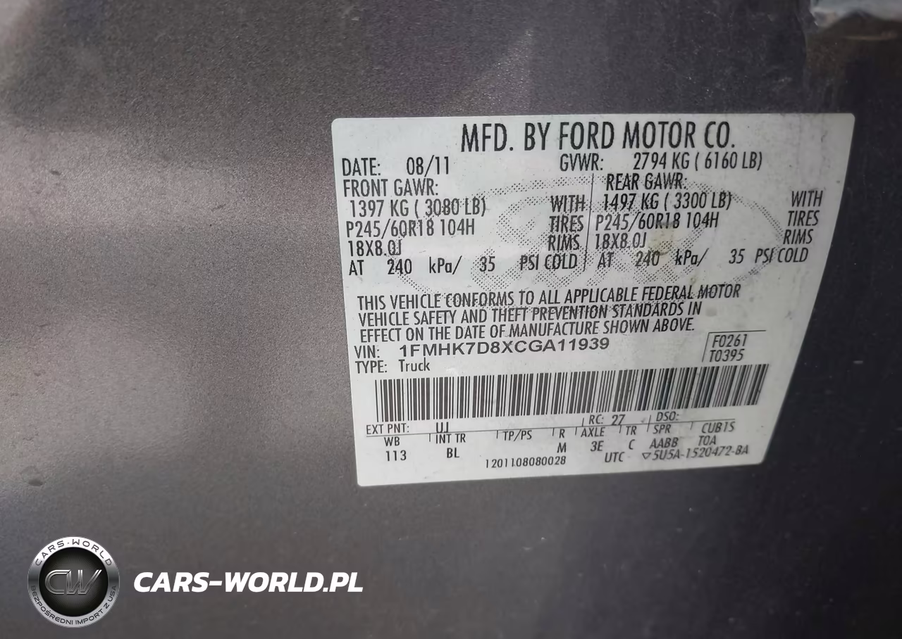 2012 Ford Explorer Xlt VIN:1FMHK7D8XCGA11939 - 9