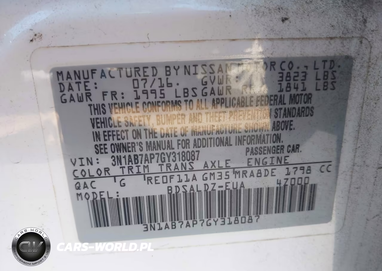 2016 Nissan Sentra Sv VIN:3N1AB7AP7GY318087 - 9
