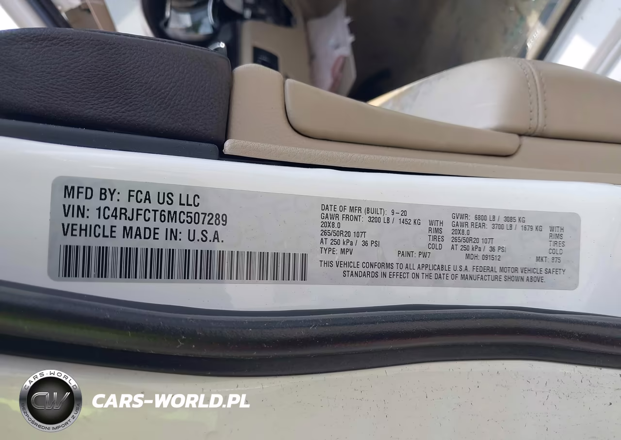 2021 Jeep Grand Cherokee Overland 4X4 VIN:1C4RJFCT6MC507289 - 9