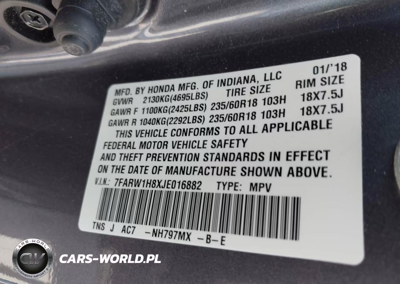 2018 Honda Cr-V Ex-L-Ex-L Navi VIN:7FARW1H8XJE016882 - 9