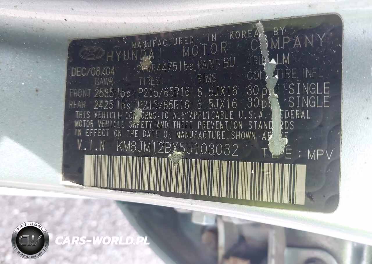 2005 Hyundai Tucson Gl VIN:KM8JM12BX5U103032 - 9