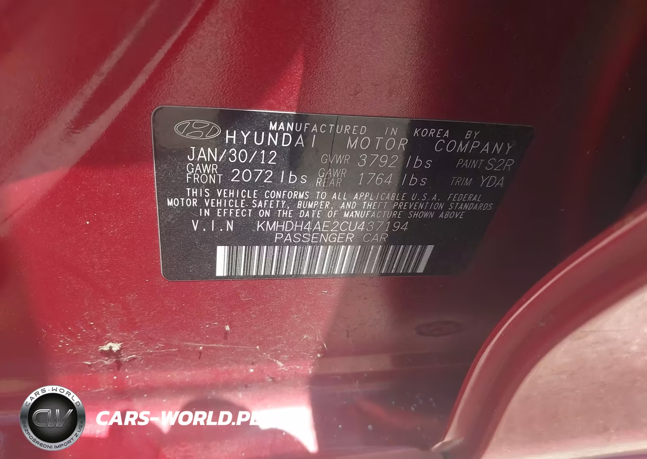 2012 Hyundai Elantra Gls (Ulsan Plant) VIN:KMHDH4AE2CU437194 - 9