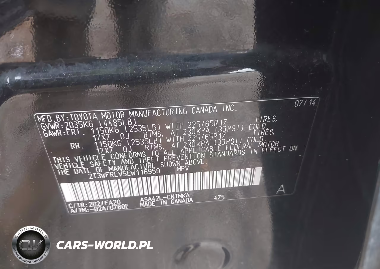 2014 Toyota Rav4 Xle VIN:2T3WFREV5EW116959 - 9