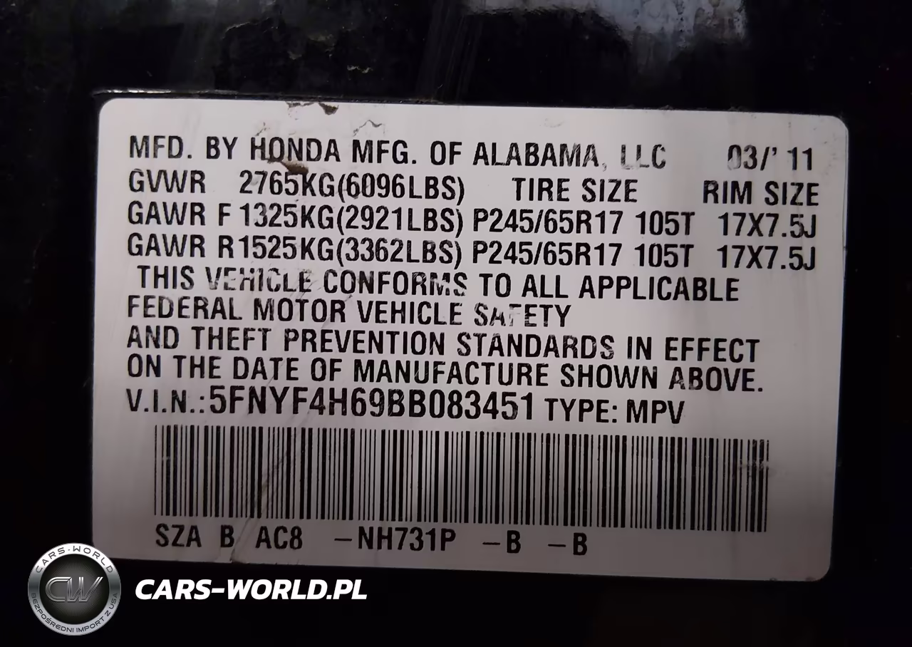 2011 Honda Pilot Ex-L VIN:5FNYF4H69BB083451 - 9