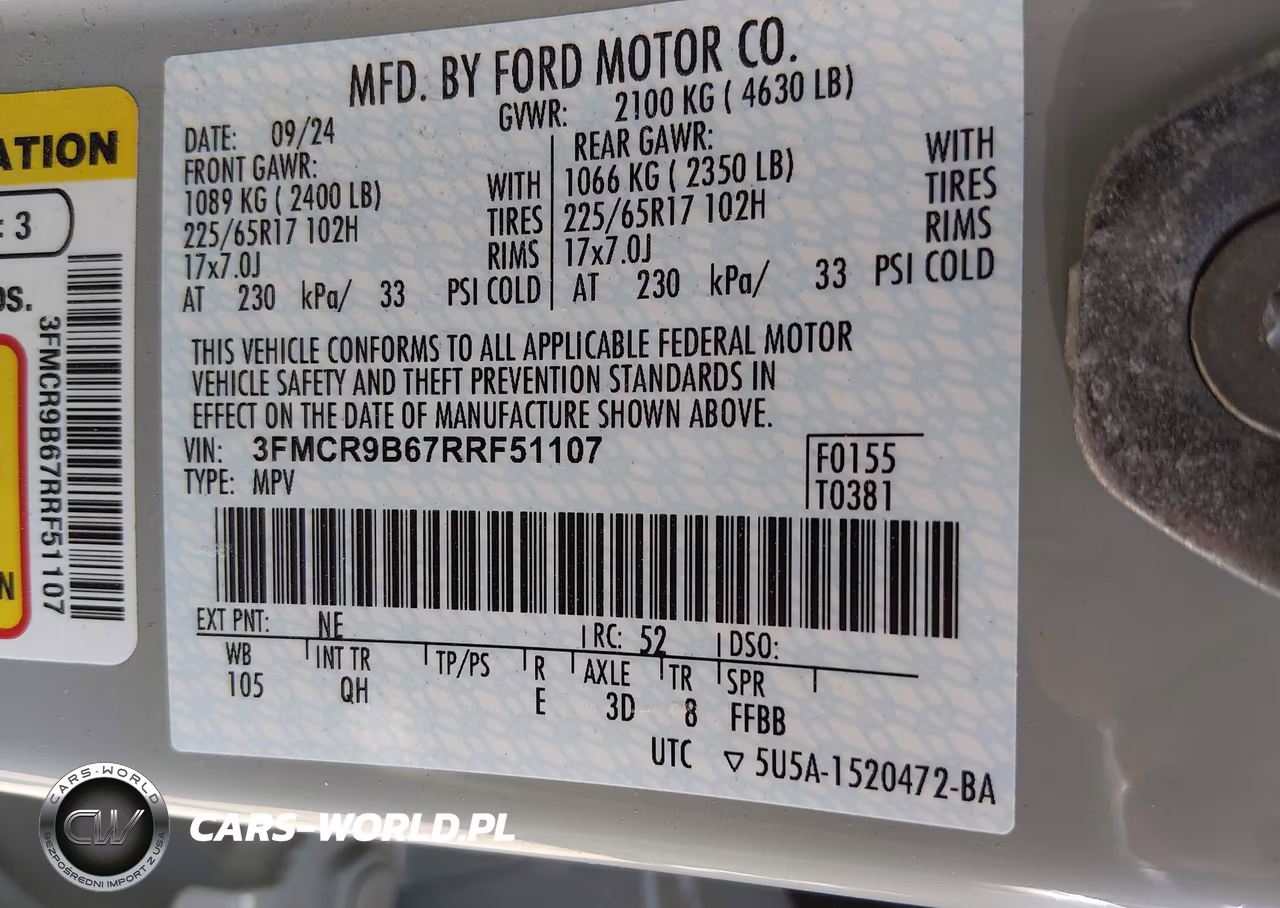 2024 Ford Bronco Sport Big Bend VIN:3FMCR9B67RRF51107 - 9