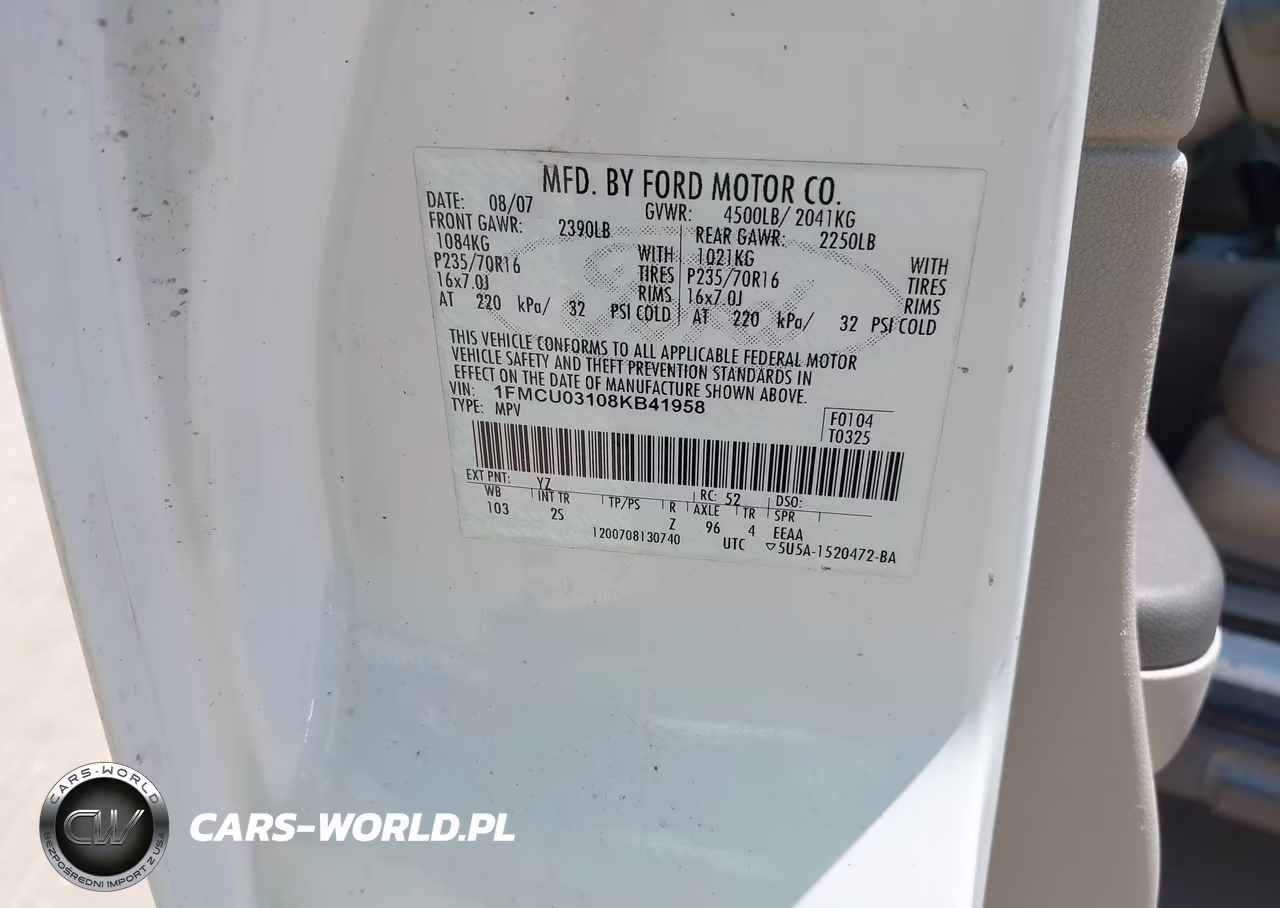 2008 Ford Escape Xlt VIN:1FMCU03108KB41958 - 9