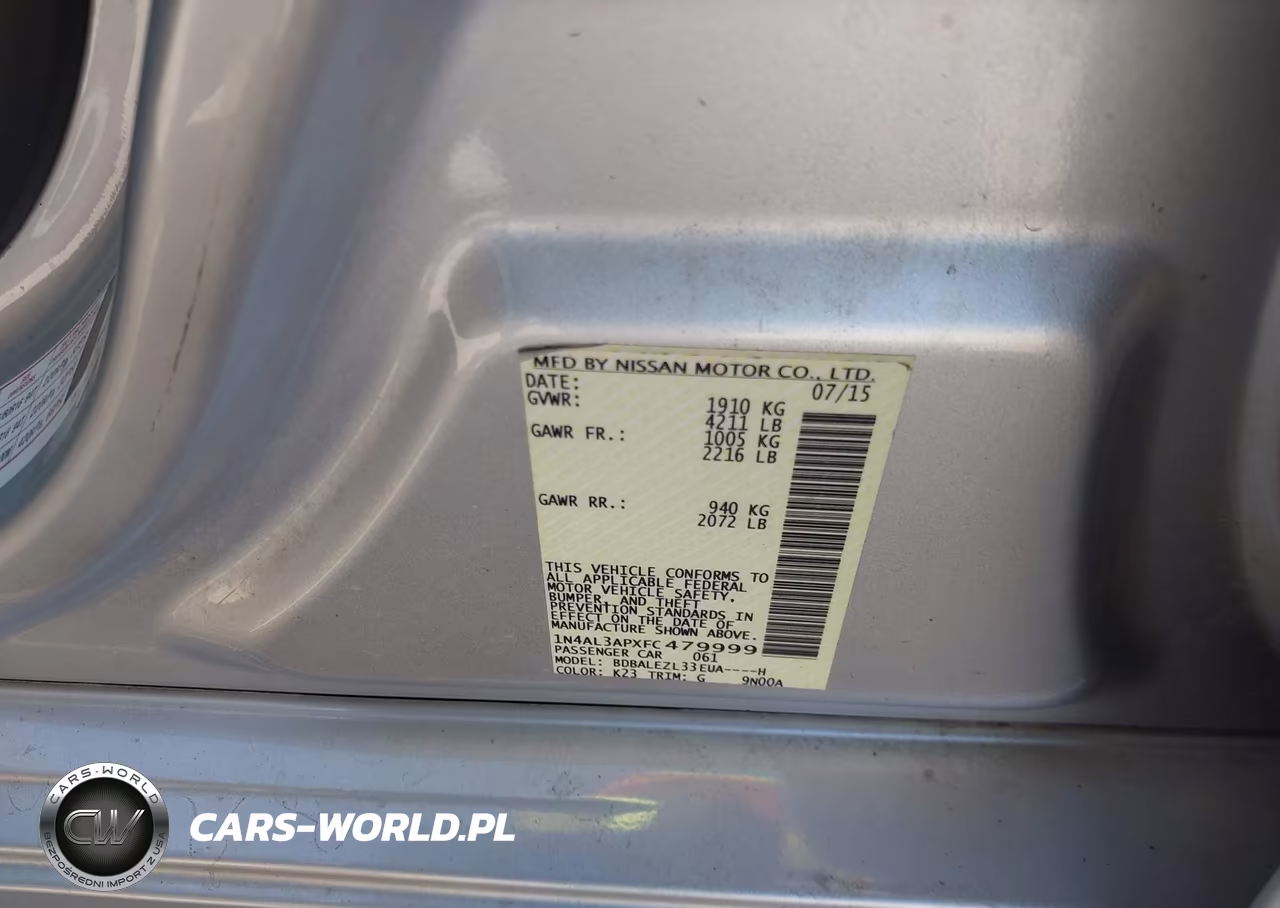 2015 Nissan Altima 2.5 S VIN:1N4AL3APXFC479999 - 9