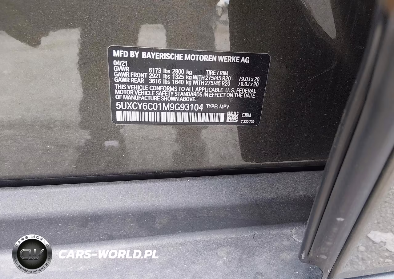 2021 BMW X6 xDrive40I VIN:5UXCY6C01M9G93104 - 9