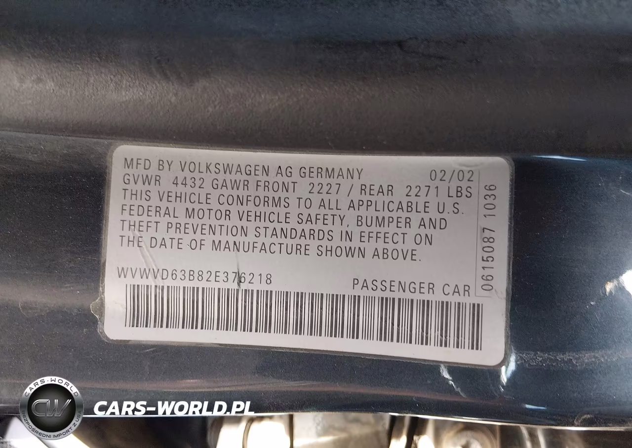 2002 Volkswagen Passat Gls VIN:WVWVD63B82E376218 - 9