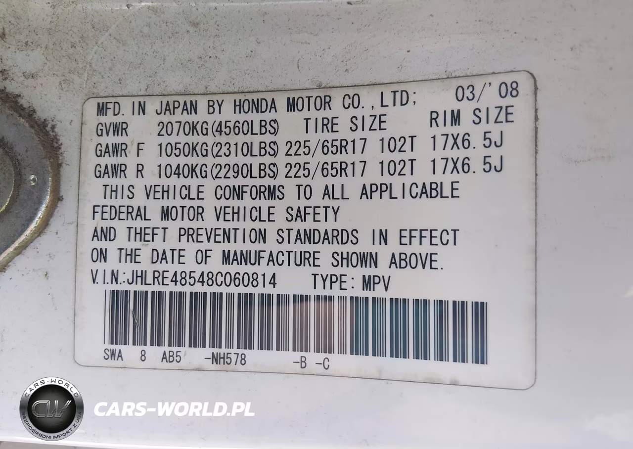 2008 Honda Cr-V Ex VIN:JHLRE48548C060814 - 9