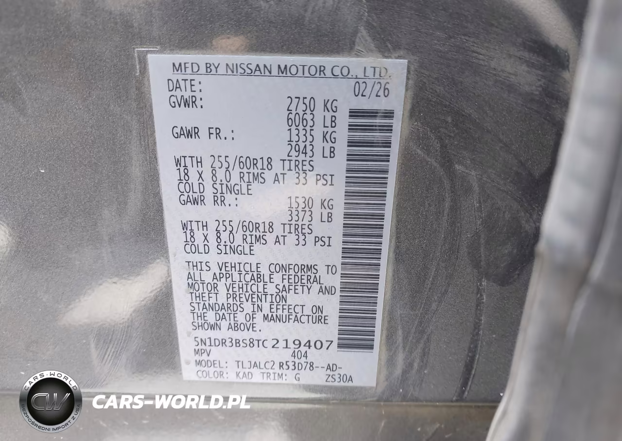 2026 Nissan Pathfinder Sv VIN:5N1DR3BS8TC219407 - 9