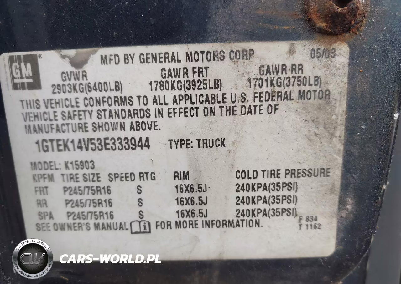 2003 GMC Sierra 1500 Work Truck VIN:1GTEK14V53E333944 - 9