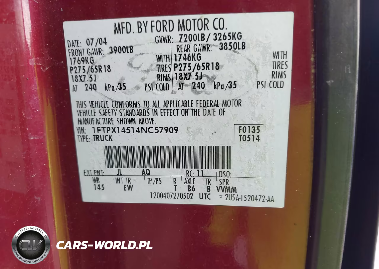 2004 Ford F-150 Fx4-Lariat-Xl-Xlt VIN:1FTPX14514NC57909 - 9