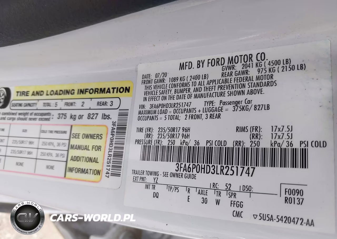2020 Ford Fusion Se VIN:3FA6P0HD3LR251747 - 9