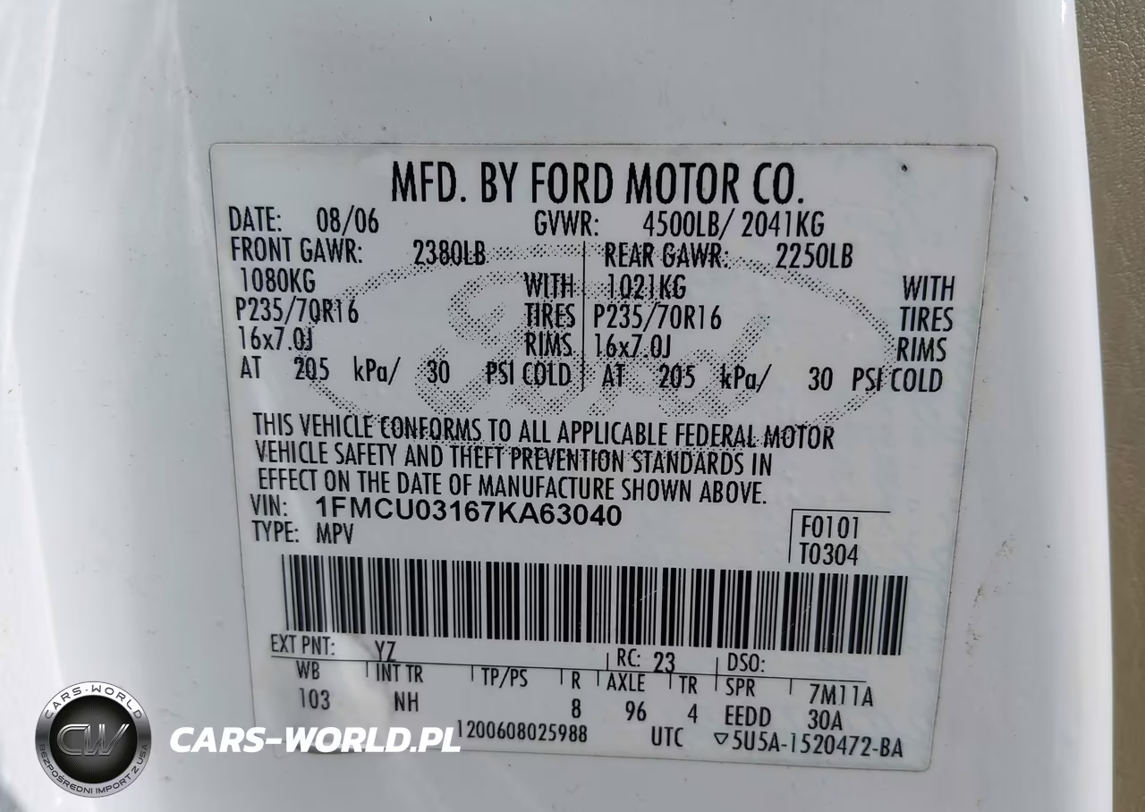 2007 Ford Escape Xlt-Xlt Sport VIN:1FMCU03167KA63040 - 9