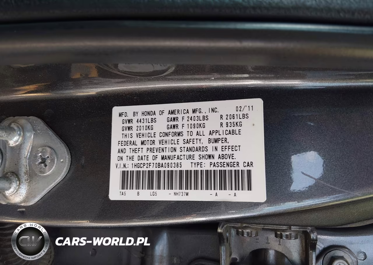 2011 Honda Accord 2.4 Ex VIN:1HGCP2F70BA090385 - 9