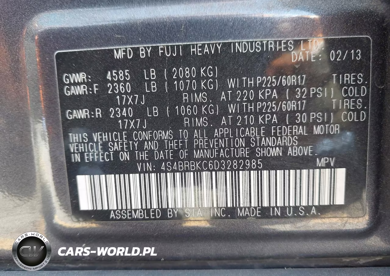 2013 Subaru Outback 2.5I Limited VIN:4S4BRBKC6D3282985 - 9