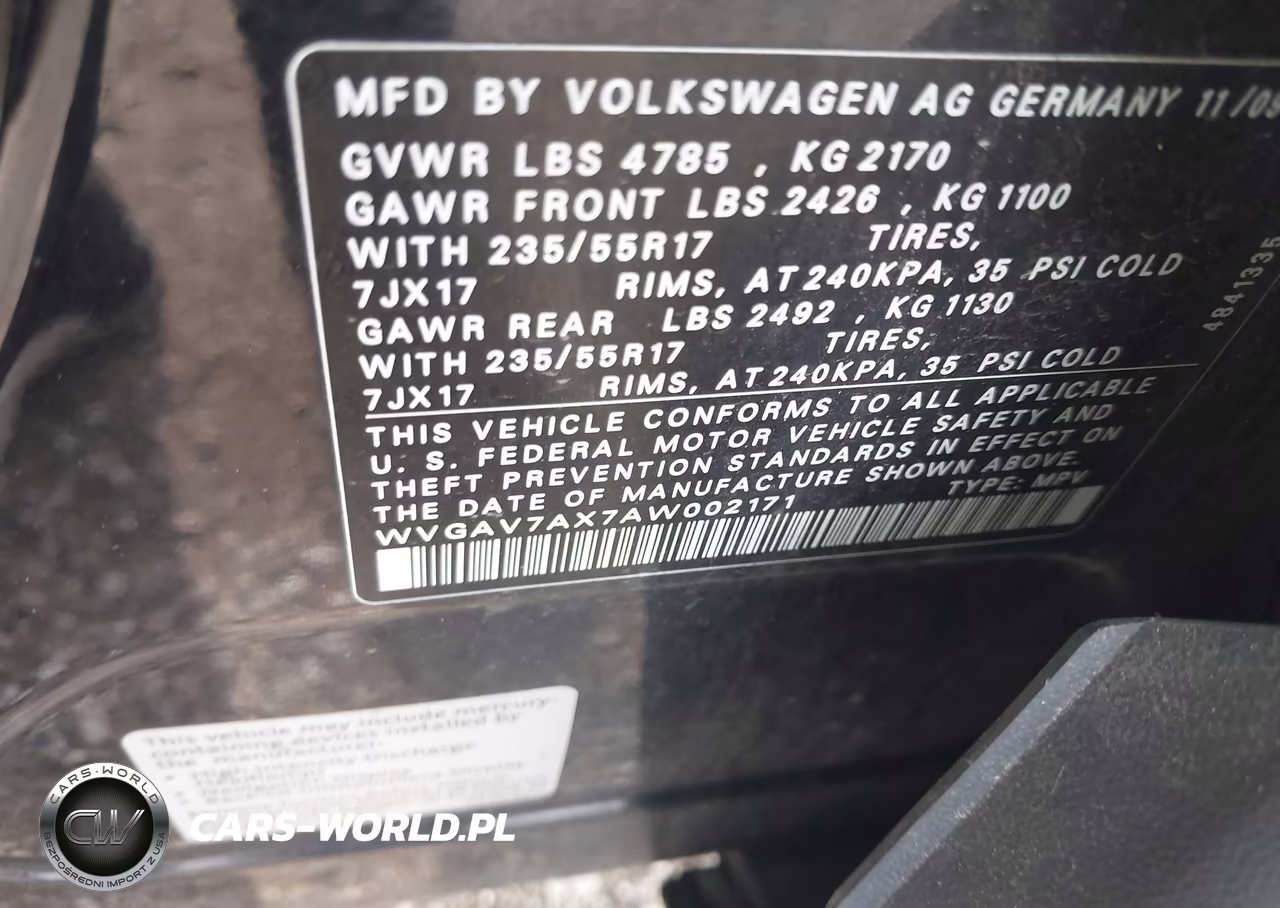 2010 Volkswagen Tiguan S VIN:WVGAV7AX7AW002171 - 9