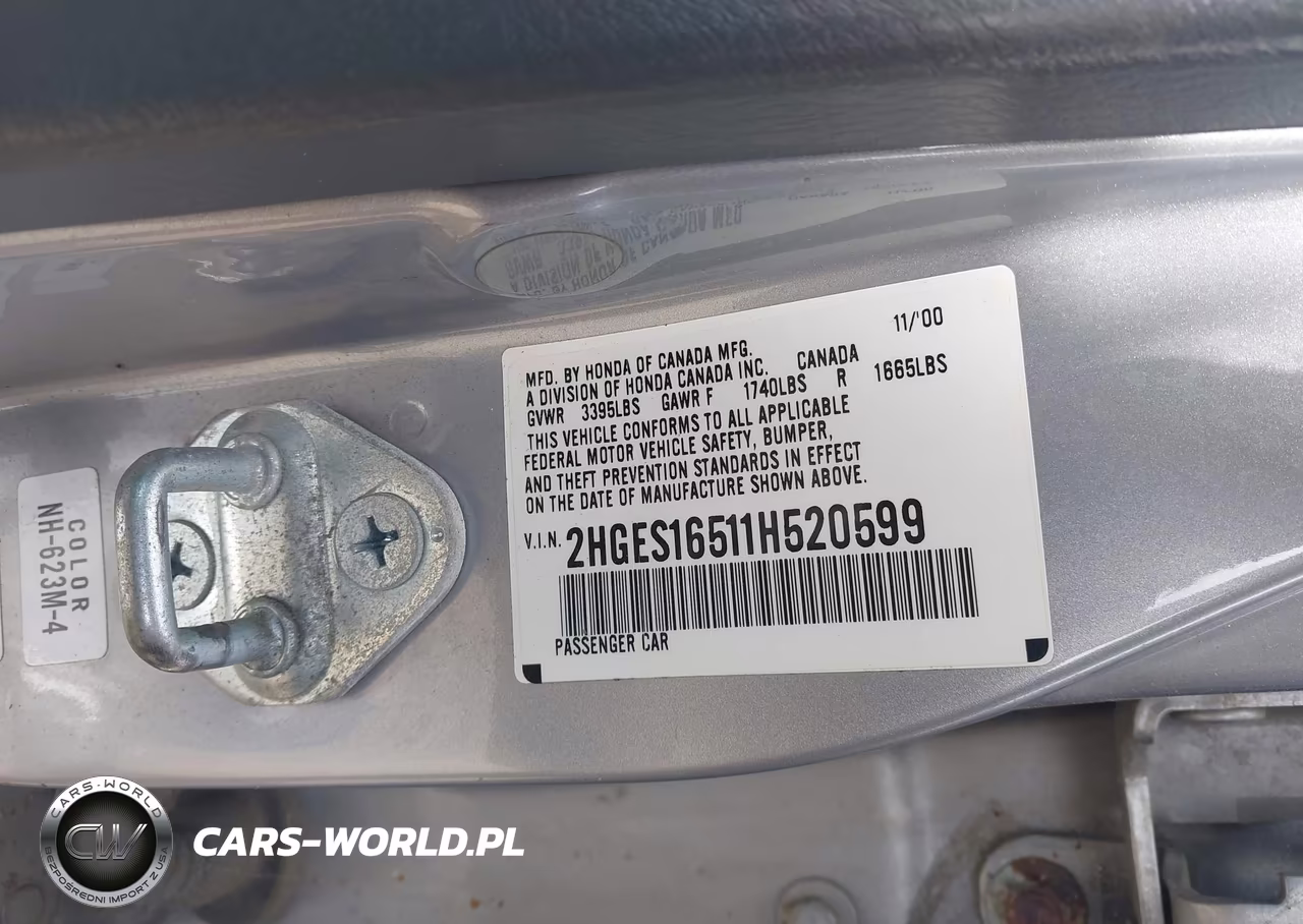 2001 Honda Civic Lx VIN:2HGES16511H520599 - 9