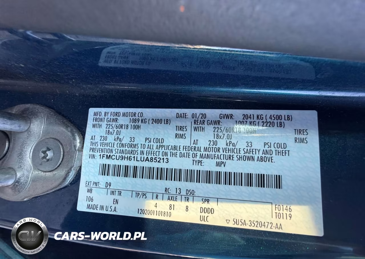 2020 Ford Escape Sel VIN:1FMCU9H61LUA85213 - 9