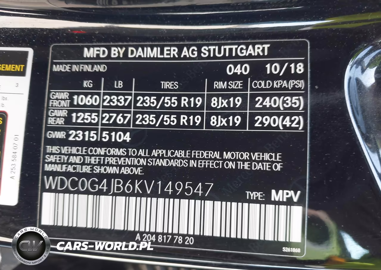 2019 Mercedes-Benz Glc 300 VIN:WDC0G4JB6KV149547 - 9