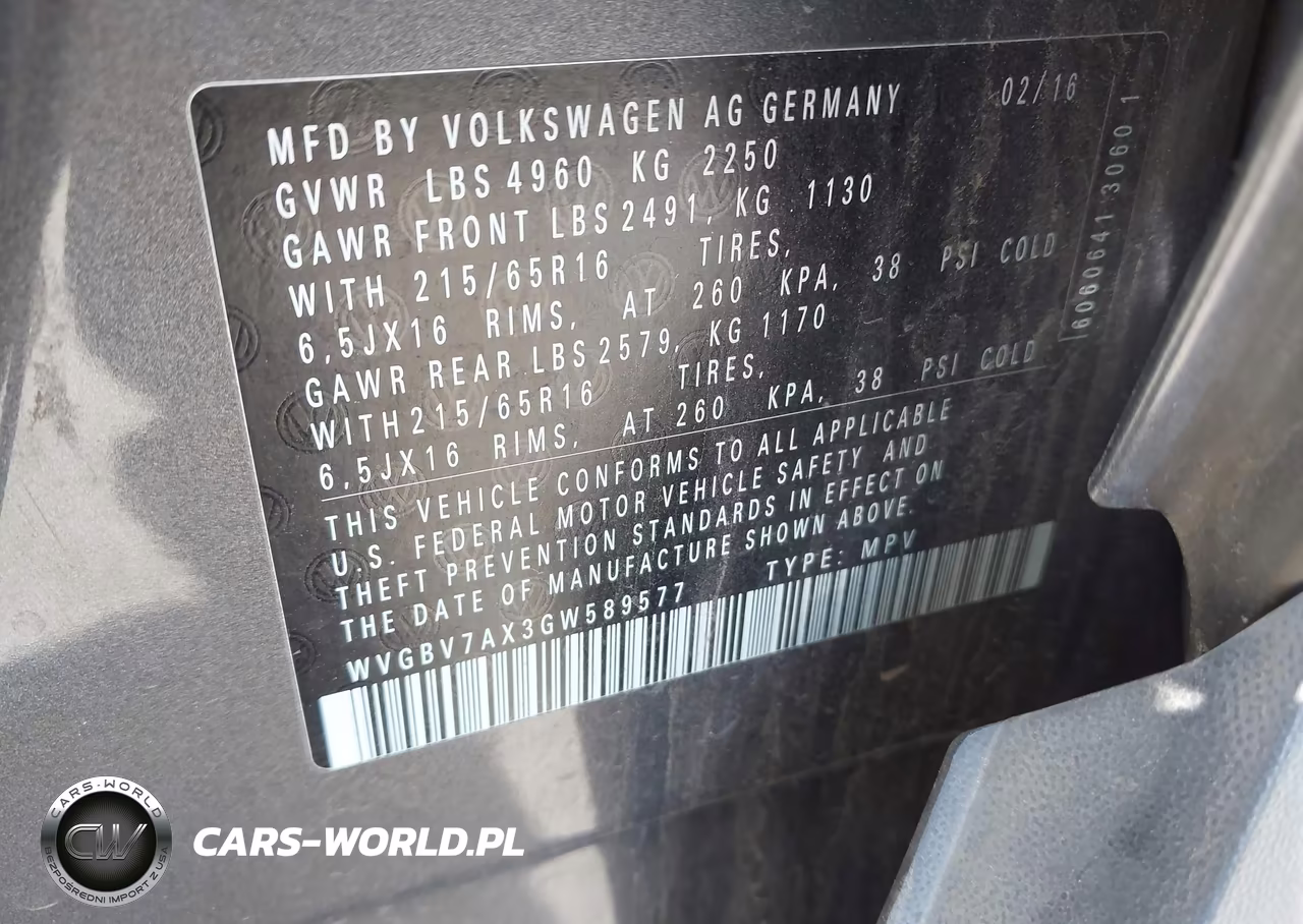 2016 Volkswagen Tiguan S VIN:WVGBV7AX3GW589577 - 9