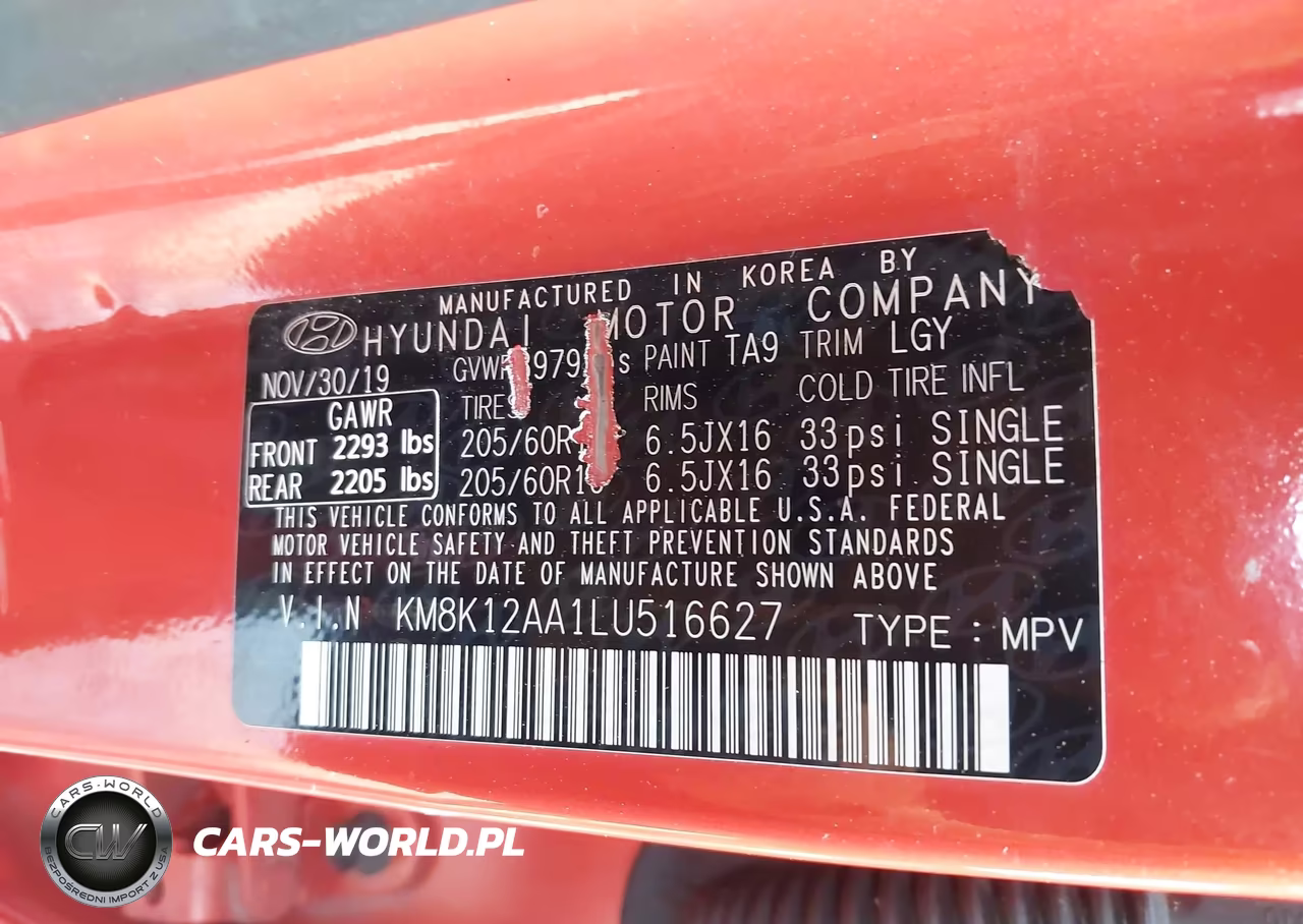 2020 Hyundai Kona Se VIN:KM8K12AA1LU516627 - 9