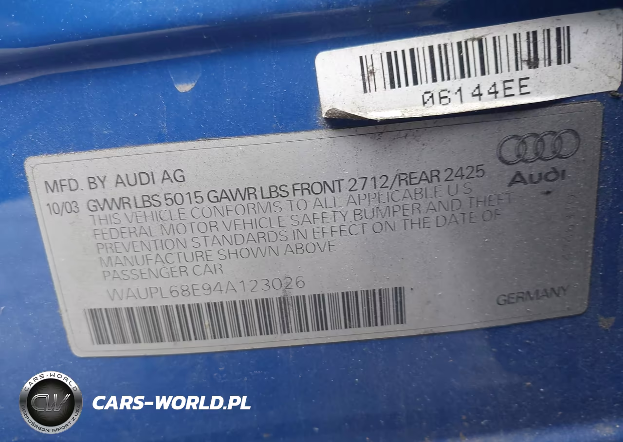 2004 Audi S4 4.2 VIN:WAUPL68E94A123026 - 9