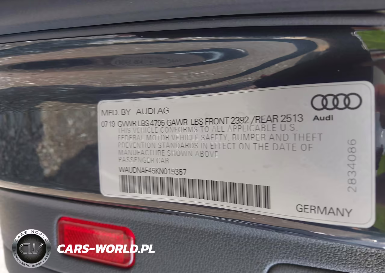 2019 Audi A4 45 Premium VIN:WAUDNAF45KN019357 - 9