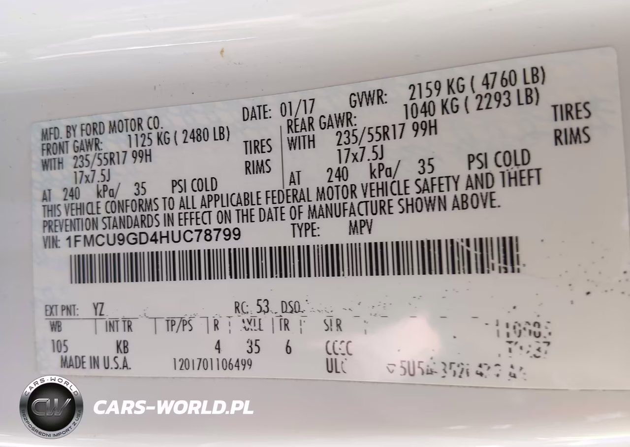 2017 Ford Escape Se VIN:1FMCU9GD4HUC78799 - 9