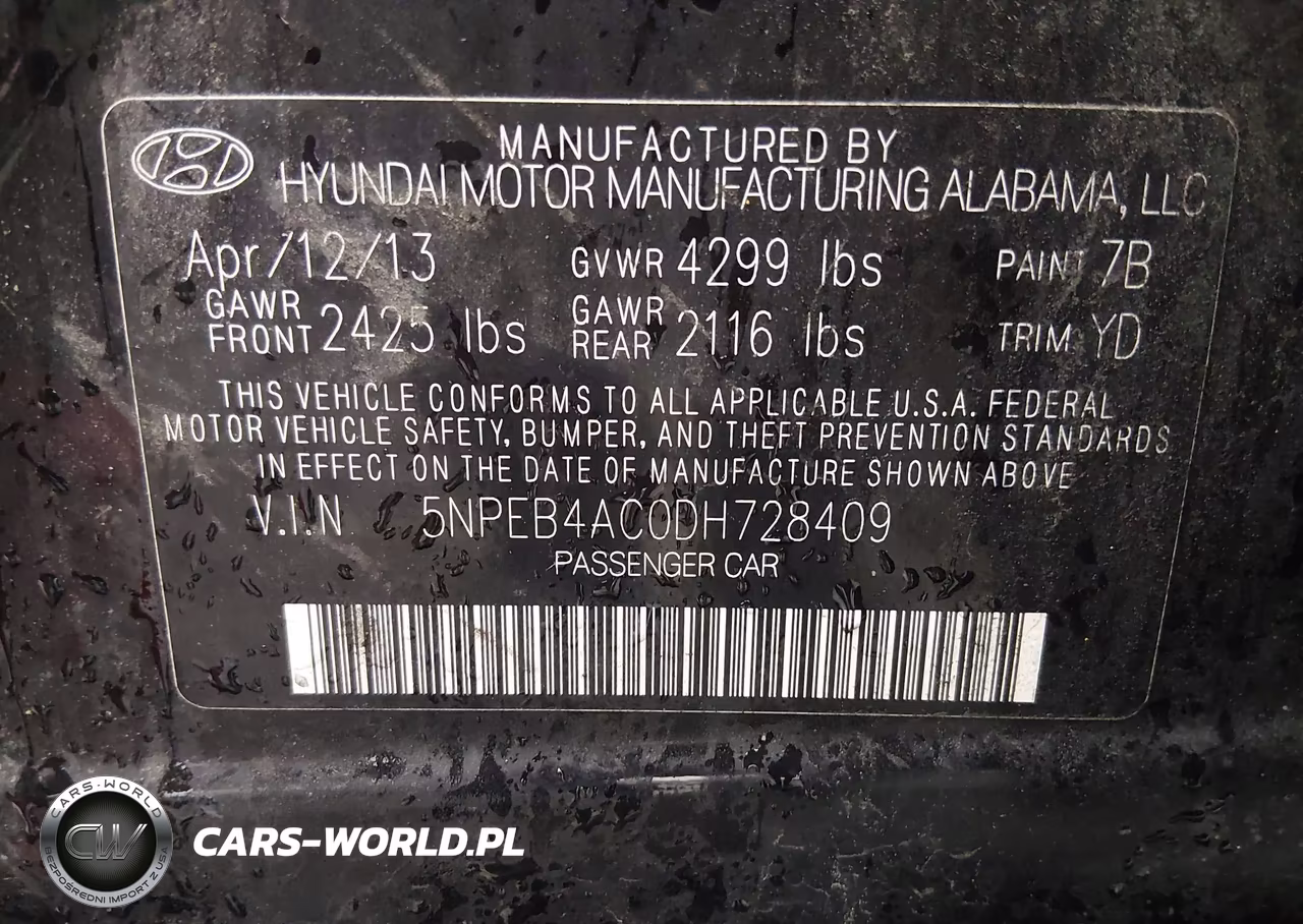 2013 Hyundai Sonata Gls VIN:5NPEB4AC0DH728409 - 9