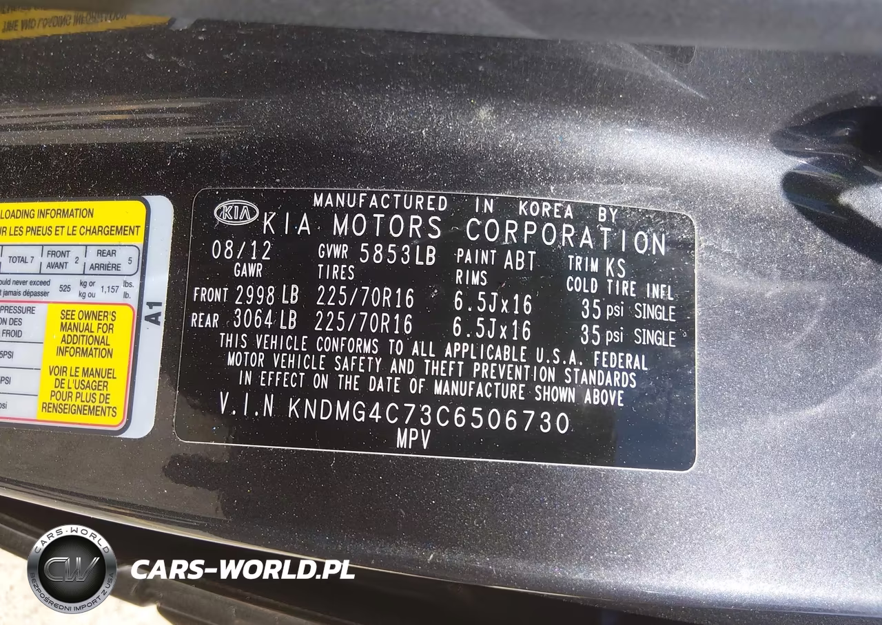 2012 Kia Sedona Lx VIN:KNDMG4C73C6506730 - 9