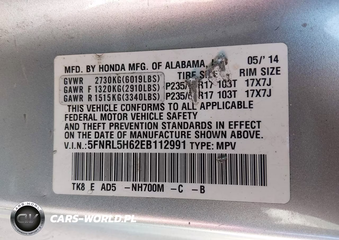 2014 Honda Odyssey Ex-L VIN:5FNRL5H62EB112991 - 9