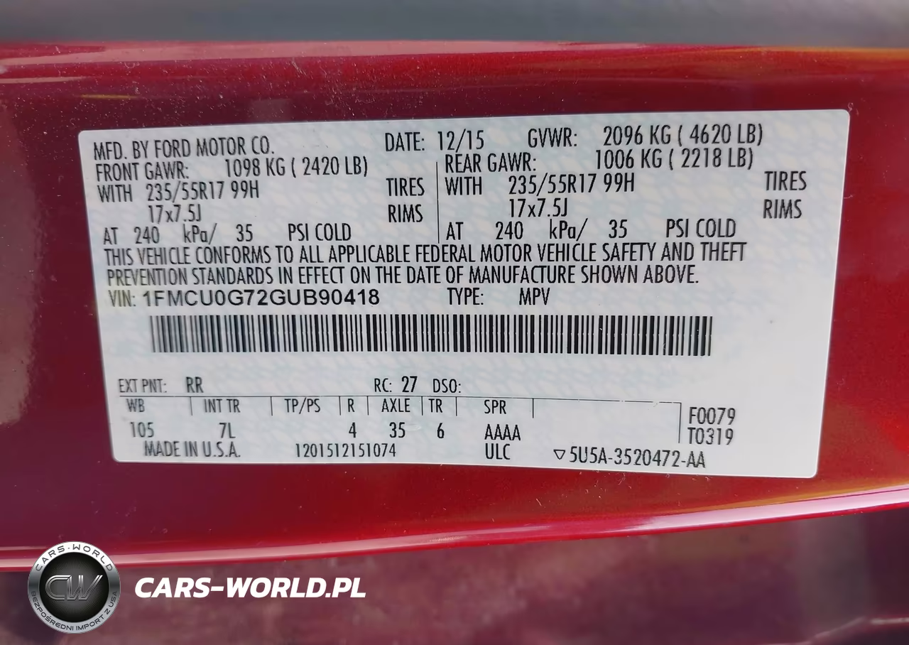 2016 Ford Escape Se VIN:1FMCU0G72GUB90418 - 9