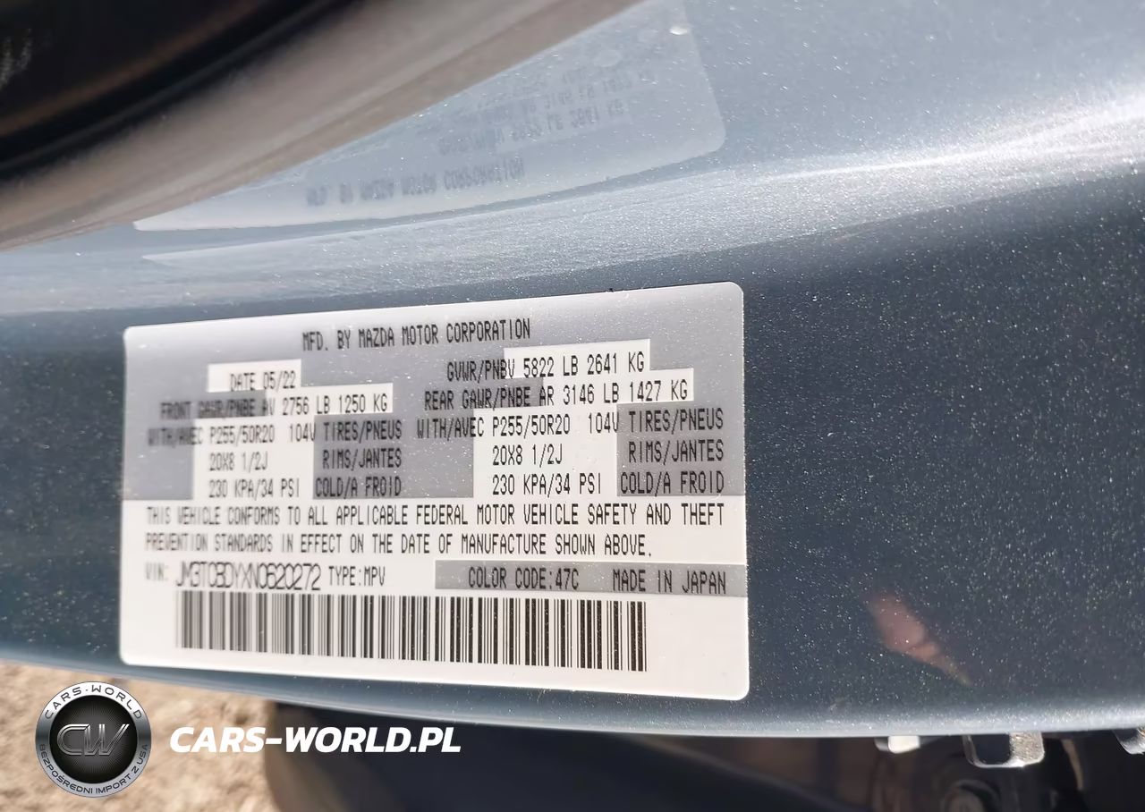 2022 Mazda Cx-9 Carbon Edition VIN:JM3TCBDYXN0620272 - 9