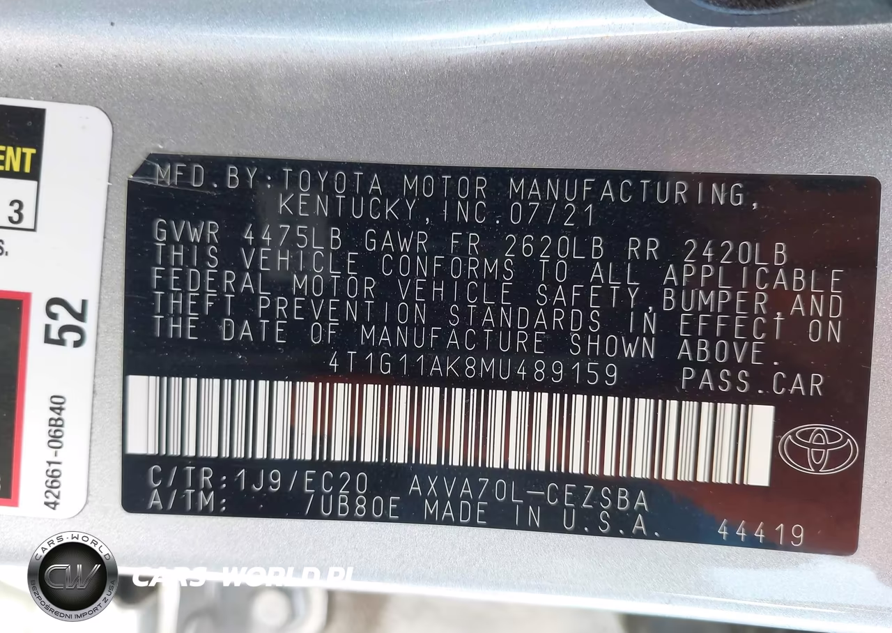 2021 Toyota Camry Se Nightshade Edition VIN:4T1G11AK8MU489159 - 9