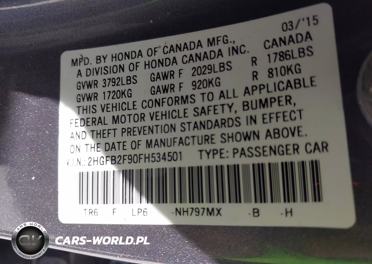 2015 Honda Civic Ex-L VIN:2HGFB2F90FH534501 - 9