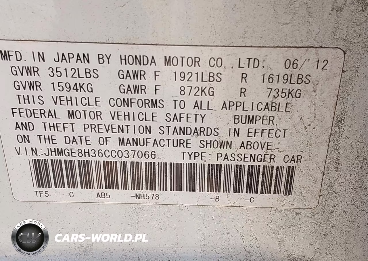 2012 Honda Fit VIN:JHMGE8H36CC037066 - 9