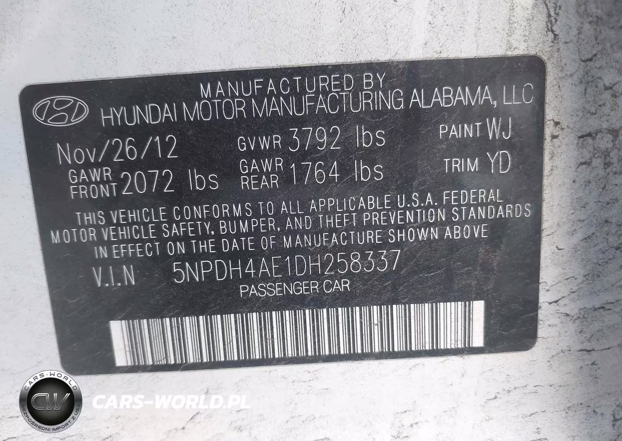 2013 Hyundai Elantra Gls VIN:5NPDH4AE1DH258337 - 9